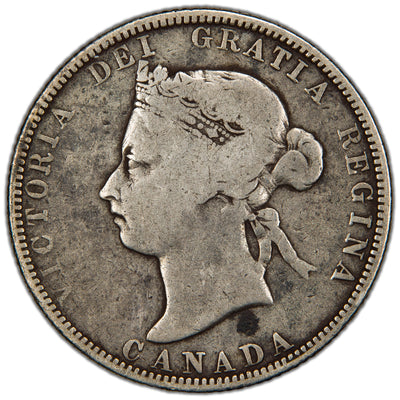 Canada 1886 Obverse #4 6/6 25 Cents Quarter Silver Coin - Very Good