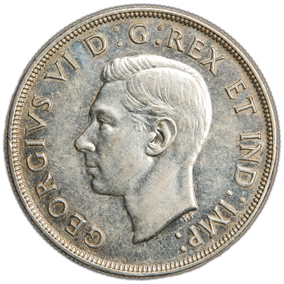 Canada 1947 Pointed 7 4xHP $1 Silver Dollar Coin - EF