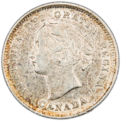 Canada 1900 Round 0's 5 Cents Silver Coin -  EF