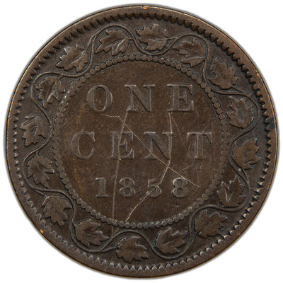 SOLD Canada 1858 One Large Cent Coin First Year of Issue! - Reverse Heavy Scratches