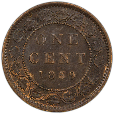 Canada 1859 DP N9 #2 One Large Cent Coin - Almost Uncirculated