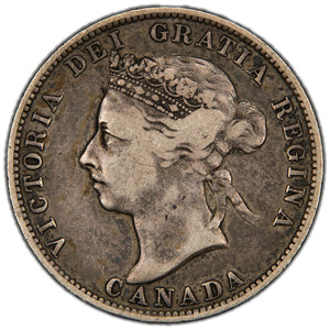 SOLD Canada 1888 Narrow 8's 25 Cents Quarter Silver Coin - Fine