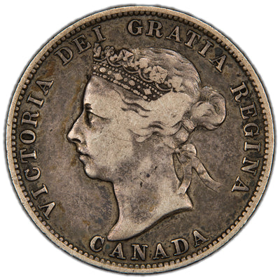 SOLD Canada 1888 Narrow 8's 25 Cents Quarter Silver Coin - Fine