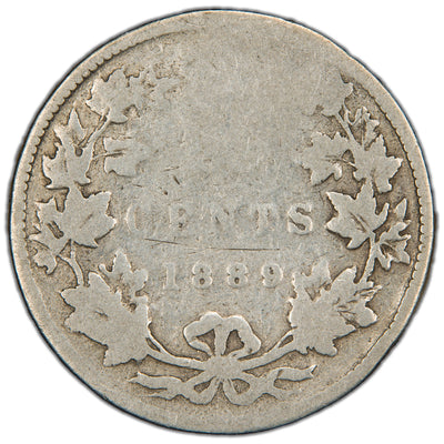 Canada 1889 25 Cents Quarter Silver Coin - Circulated