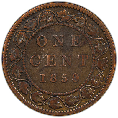 Canada 1859 Wide 9/8 One Large Cent Coin - Very Good