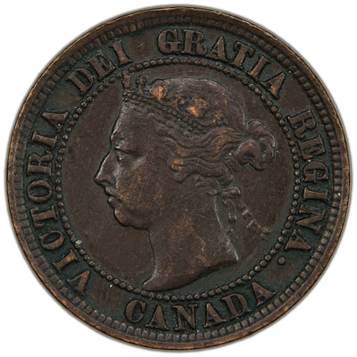 Canada 1891 LDLL Obverse #3 One Large Cent Coin - EF