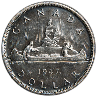 SOLD Canada 1947 Maple Leaf $1 Silver Dollar Coin - EF (cleaned)