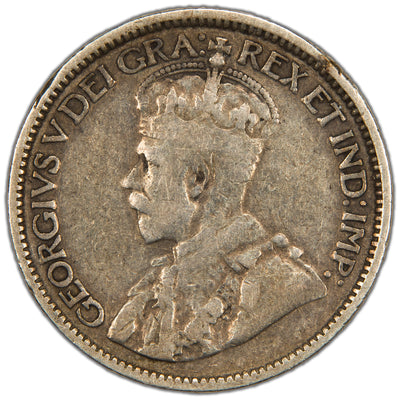 Canada 1913 Broad Leaves 10 Cents Dime Silver Coin - VG