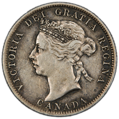 Canada 1900 25 Cents Quarter Silver Coin - EF