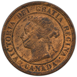Canada 1891 SDLL Obverse #2 One Large Cent Coin - Fine (cleaned)