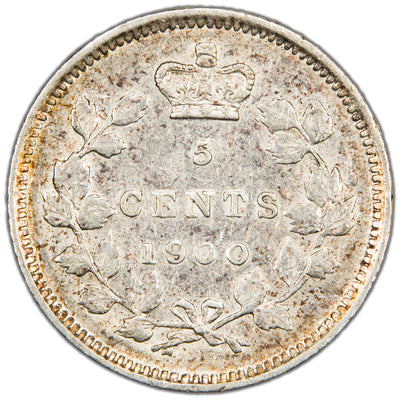 Canada 1900 Round 0's 5 Cents Silver Coin -  EF