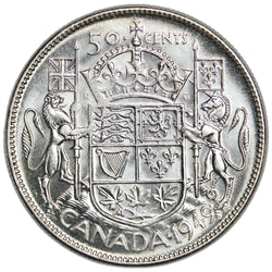 Canada 1949 50 Cents Half Dollar Silver Coin -  Choice Uncirculated