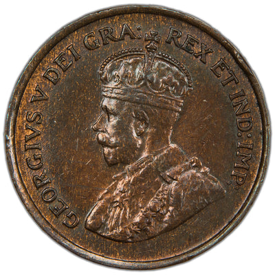 Canada 1924 One Small Cent Coin - AU (cleaned)