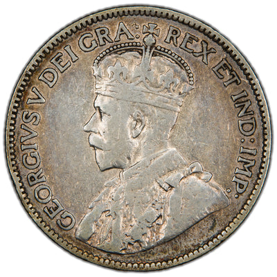 Canada 1914 25 Cents Quarter Silver Coin - VF