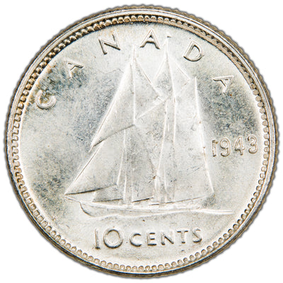 SOLD Canada 1943 10 Cents Dime Silver Coin - Choice Uncirculated