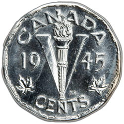 SOLD Canada 1945 5 Cents Nickel Coin - Choice Uncirculated +