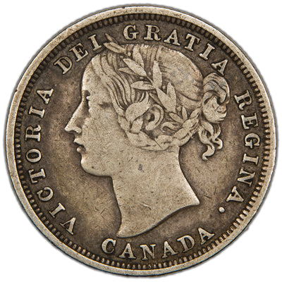 Canada 1858 20 Cents Silver Coin One Year Type! - VF (reverse scratched)