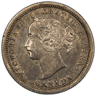 Canada 1870 Flat Rim 5 Cents Silver Coin - AU