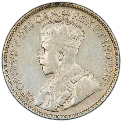 Canada 1927 25 Cents Quarter Silver Coin - VF (cleaned)