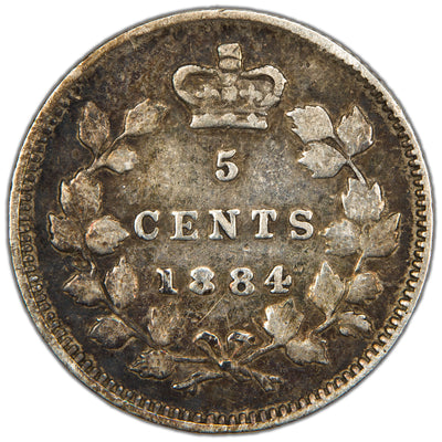 Canada 1884 Near 4 5 Cents Silver Coin - Fine (old cleaning)