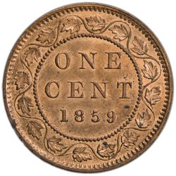 SOLD Canada 1859 N9 Low 9 1 Large Cent Coin - Cleaned