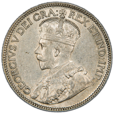 Canada 1929 25 Cents Quarter Silver Coin - Almost Uncirculated
