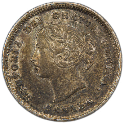 Canada 1887 5 Cents Silver Coin - EF