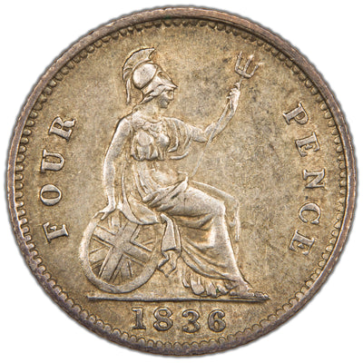 Great Britain 1836 4d Four Pence Silver Coin