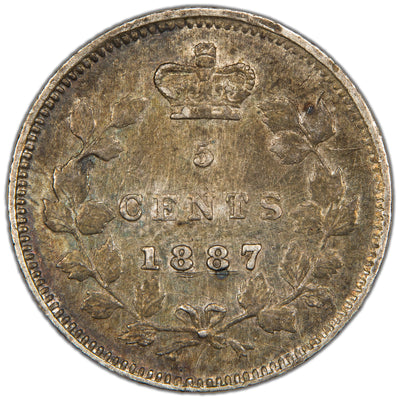 Canada 1887 5 Cents Silver Coin - EF