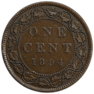 Canada 1894 Thin 4 1 Large Cent Silver Coin - Very Fine