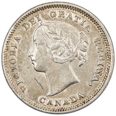 Canada 1890-H 5 Cents Silver Coin - EF (obverse scratch)