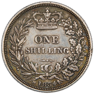 Great Britain 1834 One Shilling Silver Coin - Lightly Cleaned