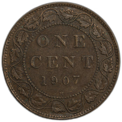 Canada 1907-H 1 Large Cent Coin - Very Fine