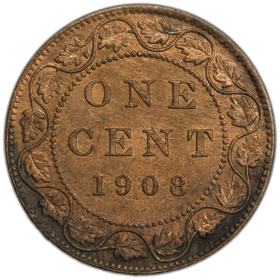 Canada 1908 1 Large Cent Coin - Uncirculated +