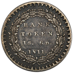 Great Britain 1811 One Shilling Six Pence Silver Bank Token