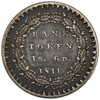 Great Britain 1811 One Shilling Six Pence Silver Bank Token