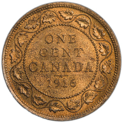 Canada 1916 1 Large Cent Coin - Choice Uncirculated