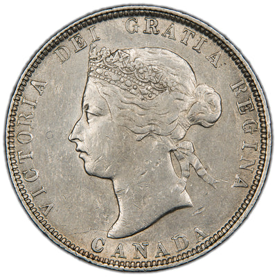 Canada 1872-H 25 Cents Quarter Silver Coin - EF