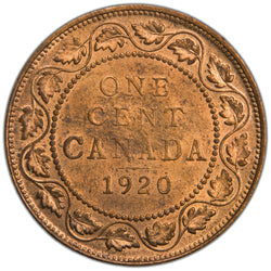 Canada 1920 1 Large Cent Coin - Uncirculated