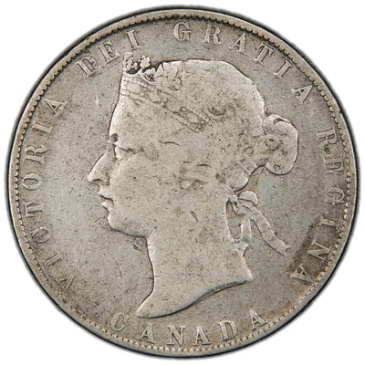 Canada 1871-H 50 Cents Half Dollar Silver Coin - VG (reverse delamination)