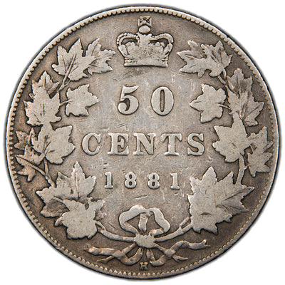 Canada 1881-H 50 Cents Half Dollar Silver Coin - Very Good
