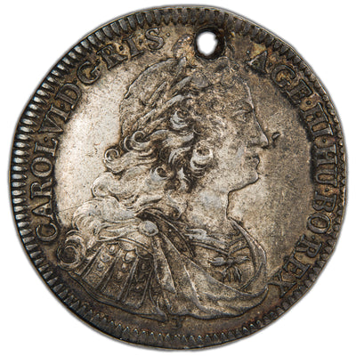 Austria 1737 Tyrol (3 under bust) Thaler Silver Coin Dav #1056 - Holed