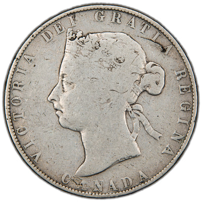 Canada 1898 50 Cents Half Dollar Silver Coin - VG (obverse delamination)