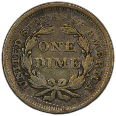 United States 1855 10 Cents Seated Liberty Dime Silver Coin (reverse scratch)