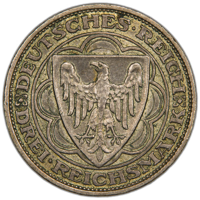 Germany 1927 Bremerhaven 3 Reichsmark Silver Coin
