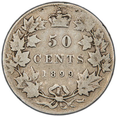 Canada 1899 Small 9 50 Cents Half Dollar Silver Coin - Good