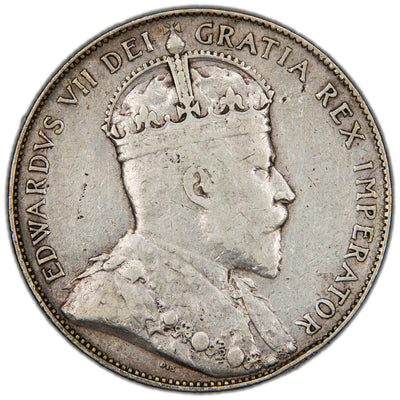 Canada 1902 50 Cents Half Dollar Silver Coin - F/VF (lt. reverse scratches)