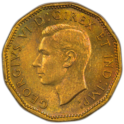 Canada 1943 Tombac 5 Cents Coin - UNC - Interesting Toning!