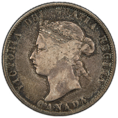 Canada 1872-H 25 Cents Quarter Silver Coin - VG/F