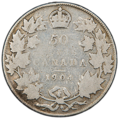 Canada 1904 50 Cents Half Dollar Silver Coin - G/VG